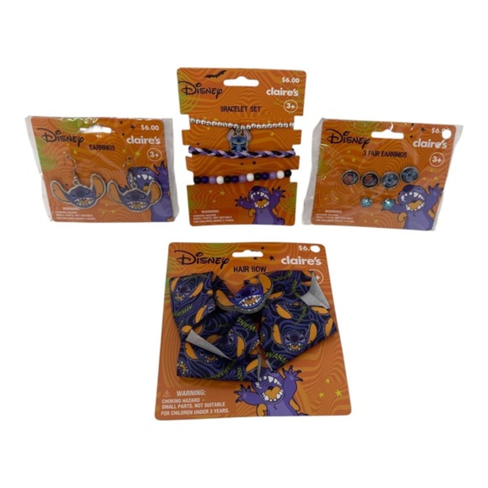 Disney Lilo‎ & Stitch Claire's Jewelry Set - Earrings Bracelet Hair Bow